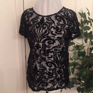 Black velvet lace top